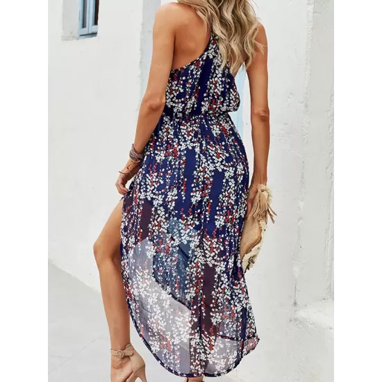 Bohemia Irregular Clipping Floral Round-Neck Dress Bohemia Irregular Clipping Floral Round-Neck Dress