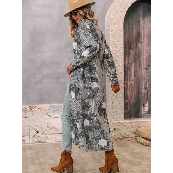 Casual Long Sleeves Floral Polo Dress Casual Long Sleeves Floral Polo Dress