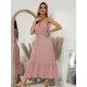 Vacation A-Line Solid Color V-Neck Dress