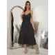 Vacation A-Line Solid Color V-Neck Dress