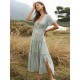 Falbala Empire Short Sleeves Midi Dresses Falbala Empire Short Sleeves Midi Dresses