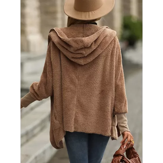 Casual Loose Solid Color Hooded Coat Casual Loose Solid Color Hooded Coat