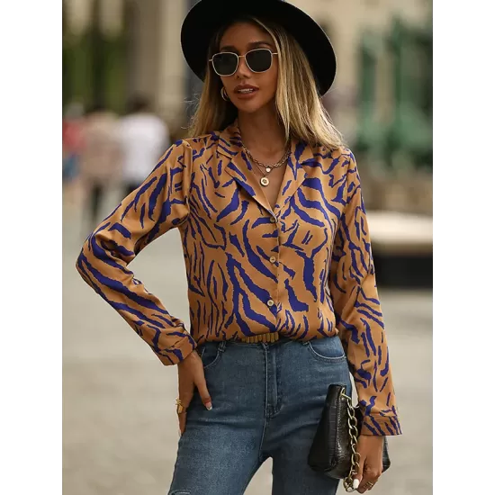 Casual Loose Floral Polo Shirt Top Casual Loose Floral Polo Shirt Top