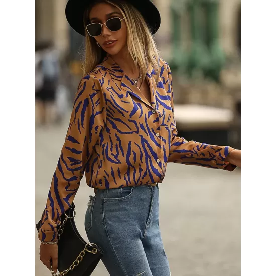 Casual Loose Floral Polo Shirt Top Casual Loose Floral Polo Shirt Top