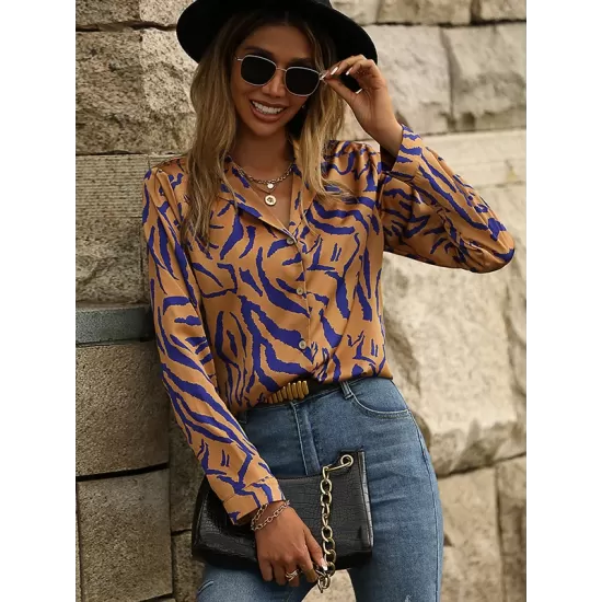 Casual Loose Floral Polo Shirt Top Casual Loose Floral Polo Shirt Top