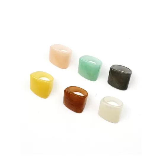Original Vintage 6 Colors Acrylic Geometric Ring Original Vintage 6 Colors Acrylic Geometric Ring
