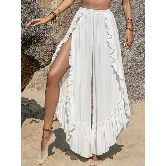 Casual Loose Irregularity Solid Color Wide Leg Pants Bottoms Casual Loose Irregularity Solid Color Wide Leg Pants Bottoms