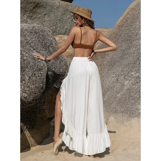 Casual Loose Irregularity Solid Color Wide Leg Pants Bottoms Casual Loose Irregularity Solid Color Wide Leg Pants Bottoms