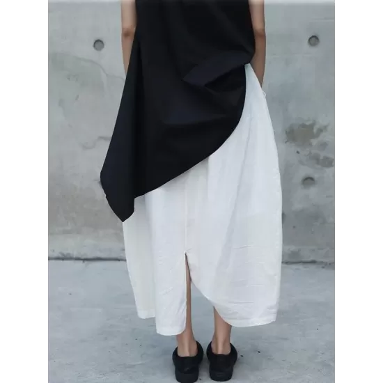 Loose White Linen Split-side Harem Pants Loose White Linen Split-side Harem Pants