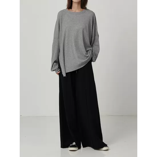 Casual Solid Column Wide Leg Pants Casual Solid Column Wide Leg Pants