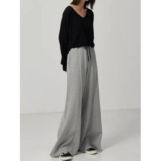 Casual Solid Column Wide Leg Pants Casual Solid Column Wide Leg Pants