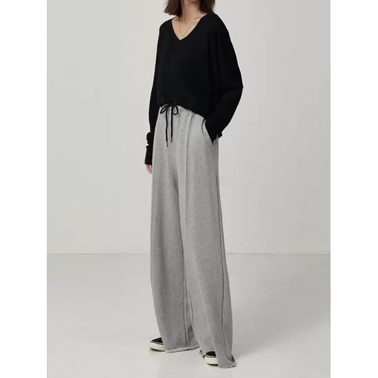 Casual Solid Column Wide Leg Pants Casual Solid Column Wide Leg Pants