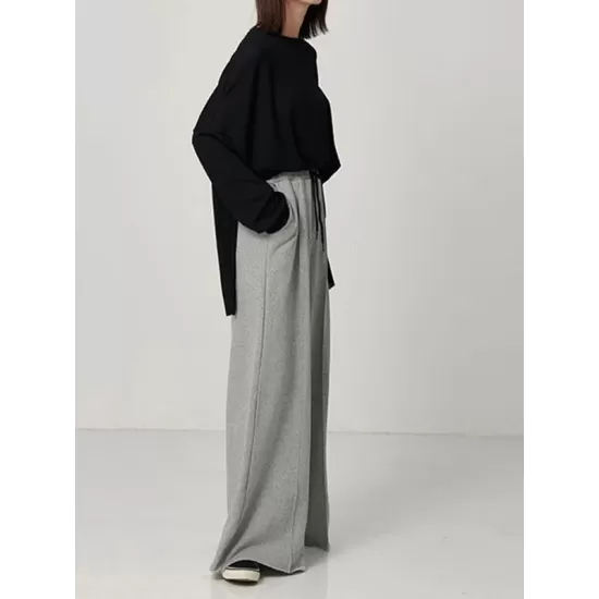 Casual Solid Column Wide Leg Pants Casual Solid Column Wide Leg Pants
