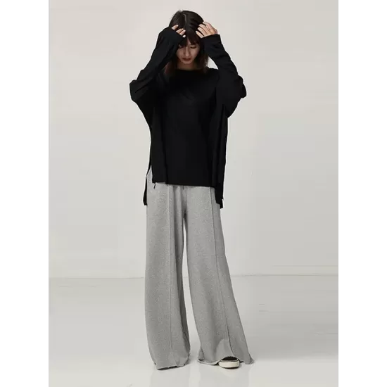 Casual Solid Column Wide Leg Pants Casual Solid Column Wide Leg Pants
