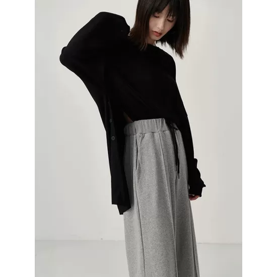 Casual Solid Column Wide Leg Pants Casual Solid Column Wide Leg Pants