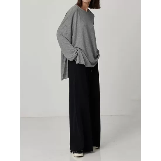 Casual Solid Column Wide Leg Pants Casual Solid Column Wide Leg Pants