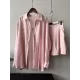 Loose Solid Color Long Sleeves Blouse + Pleated Shorts Two Pieces Set Loose Solid Color Long Sleeves Blouse + Pleated Shorts Two Pieces Set