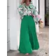 Loose Long Sleeves Floral Printed Blouses + High-Waisted Solid CoLor Wide Leg Pants Trousers Two Pieces Set Loose Long Sleeves Floral Printed Blouses + High-Waisted Solid CoLor Wide Leg Pants Trousers Two Pieces Set