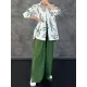 Lapel Printed High-Low Buttoned Pockets Blouse+ High Waisted Elasticity Pleated Split-Side Pants Two Pieces Set Lapel Printed High-Low Buttoned Pockets Blouse+ High Waisted Elasticity Pleated Split-Side Pants Two Pieces Set