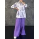 Lapel Printed High-Low Buttoned Pockets Blouse+ High Waisted Elasticity Pleated Split-Side Pants Two Pieces Set Lapel Printed High-Low Buttoned Pockets Blouse+ High Waisted Elasticity Pleated Split-Side Pants Two Pieces Set