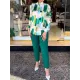 Long Sleeves Buttoned Printed Lapel Blouses Top + High Waisted Pants Bottom Two Pieces Set Long Sleeves Buttoned Printed Lapel Blouses Top + High Waisted Pants Bottom Two Pieces Set