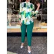 Long Sleeves Buttoned Printed Lapel Blouses Top + High Waisted Pants Bottom Two Pieces Set Long Sleeves Buttoned Printed Lapel Blouses Top + High Waisted Pants Bottom Two Pieces Set