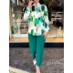 Long Sleeves Buttoned Printed Lapel Blouses Top + High Waisted Pants Bottom Two Pieces Set Long Sleeves Buttoned Printed Lapel Blouses Top + High Waisted Pants Bottom Two Pieces Set