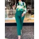 Long Sleeves Buttoned Printed Lapel Blouses Top + High Waisted Pants Bottom Two Pieces Set Long Sleeves Buttoned Printed Lapel Blouses Top + High Waisted Pants Bottom Two Pieces Set