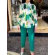 Long Sleeves Buttoned Printed Lapel Blouses Top + High Waisted Pants Bottom Two Pieces Set Long Sleeves Buttoned Printed Lapel Blouses Top + High Waisted Pants Bottom Two Pieces Set
