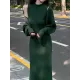 Mock Neck Long Sleeves Solid Color Cardigan Top + High Waisted Sweater Dress Two Pieces Set Mock Neck Long Sleeves Solid Color Cardigan Top + High Waisted Sweater Dress Two Pieces Set