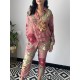 Lapel Long Sleeves Buttoned Flower Print Shirts Top + Ninth Pants Pants Bottom Two Pieces Set Lapel Long Sleeves Buttoned Flower Print Shirts Top + Ninth Pants Pants Bottom Two Pieces Set