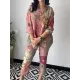 Lapel Long Sleeves Buttoned Flower Print Shirts Top + Ninth Pants Pants Bottom Two Pieces Set Lapel Long Sleeves Buttoned Flower Print Shirts Top + Ninth Pants Pants Bottom Two Pieces Set