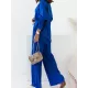 Lapel Long Sleeves Buttoned Pockets Solid Color Shirts Top + Elasticity High Waisted Pants Bottom Two Pieces Set Lapel Long Sleeves Buttoned Pockets Solid Color Shirts Top + Elasticity High Waisted Pants Bottom Two Pieces Set