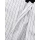 Long Sleeves Knot Split-Joint Striped Deep V-Neck Blouse + High Waisted Pleated Wide Leg Shorts Two Pieces Set Long Sleeves Knot Split-Joint Striped Deep V-Neck Blouse + High Waisted Pleated Wide Leg Shorts Two Pieces Set