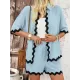 Loose Short Sleeves Split-Joint Lapel Blouse + Drawstring Elasticity Shorts Two Pieces Set Loose Short Sleeves Split-Joint Lapel Blouse + Drawstring Elasticity Shorts Two Pieces Set