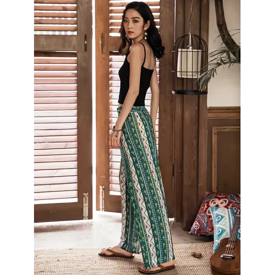Casual Loose High Waisted Floral Printed Wide Leg Pants Bottoms Casual Loose High Waisted Floral Printed Wide Leg Pants Bottoms