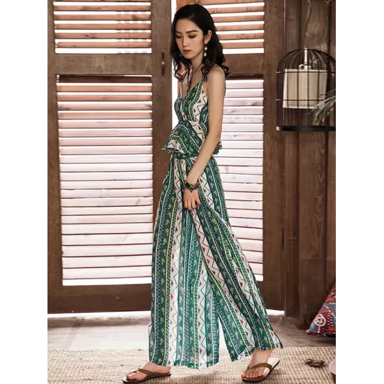 Casual Loose High Waisted Floral Printed Wide Leg Pants Bottoms Casual Loose High Waisted Floral Printed Wide Leg Pants Bottoms