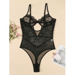 Sexy Lace Split-Joint Underwired Hollow Teddy Lingerie