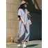 Casual Short Sleeves Solid Color Round-Neck Maxi Dress