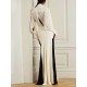 Contrast Color Long Sleeves Loose V-neck Maxi Dresses Evening Dresses Contrast Color Long Sleeves Loose V-neck Maxi Dresses Evening Dresses