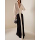 Contrast Color Long Sleeves Loose V-neck Maxi Dresses Evening Dresses Contrast Color Long Sleeves Loose V-neck Maxi Dresses Evening Dresses