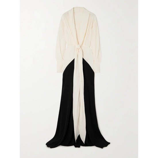 Contrast Color Long Sleeves Loose V-neck Maxi Dresses Evening Dresses Contrast Color Long Sleeves Loose V-neck Maxi Dresses Evening Dresses