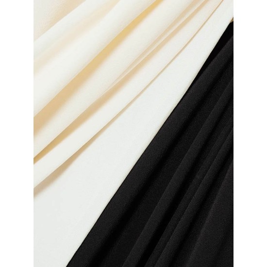Contrast Color Long Sleeves Loose V-neck Maxi Dresses Evening Dresses Contrast Color Long Sleeves Loose V-neck Maxi Dresses Evening Dresses