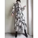 Elasticity Hollow Printed Split-Joint Tied Long Sleeves Loose Mock Neck Midi Dresses Elasticity Hollow Printed Split-Joint Tied Long Sleeves Loose Mock Neck Midi Dresses