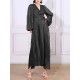 Belted Pleated Solid Color High Waisted Long Sleeves V-Neck Maxi Dresses Belted Pleated Solid Color High Waisted Long Sleeves V-Neck Maxi Dresses