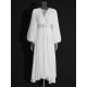 Belted Pleated Solid Color High Waisted Long Sleeves V-Neck Maxi Dresses Belted Pleated Solid Color High Waisted Long Sleeves V-Neck Maxi Dresses