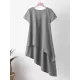Asymmetric Solid Color Split-Joint Plus Size Short Sleeves Round-Neck Midi Dresses Asymmetric Solid Color Split-Joint Plus Size Short Sleeves Round-Neck Midi Dresses