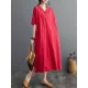 Chinese Frog Buttons Pockets Solid Color Split-Side A-Line Loose V-Neck Midi Dresses Chinese Frog Buttons Pockets Solid Color Split-Side A-Line Loose V-Neck Midi Dresses
