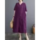 Chinese Frog Buttons Pockets Solid Color Split-Side A-Line Loose V-Neck Midi Dresses Chinese Frog Buttons Pockets Solid Color Split-Side A-Line Loose V-Neck Midi Dresses