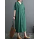 Chinese Frog Buttons Pockets Solid Color Split-Side A-Line Loose V-Neck Midi Dresses Chinese Frog Buttons Pockets Solid Color Split-Side A-Line Loose V-Neck Midi Dresses